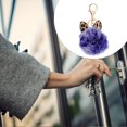 thumbnail image 2 of EeaseCA 1Pc Leopard Printed Ear Keychain Furry Ball Bag Pendant Gift Key Ring (Sapphire), 2 of 7