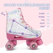 EONROACOO Roller Skates for Girls, Women Kid Teen Light up 4 Wheels Roller Skates (Youth 2)