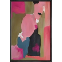 IDEA4WALL Framed Canvas Print Dark Pink Paint Stroke Landscape Abstract Wall Art Modern Artwork Decor Bohemian Colorful Relax/Zen for Living Room, Bedroom - Black 24"x36"