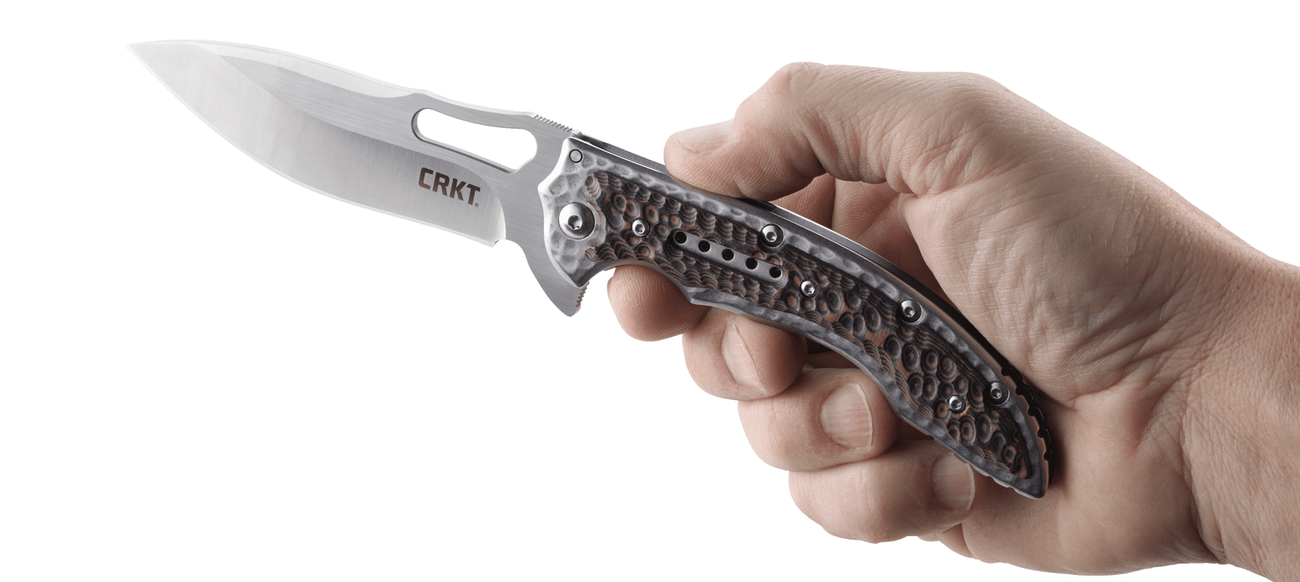 CRKT Fossil Folding Pocket Knife, 3.96" Satin Stainless Steel Blade, Frame Lock, EDC Knife with Textured Handle – Model 5470