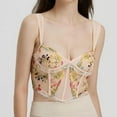 thumbnail image 6 of Womens Going Out Bustier Corsets Spaghetti Strap Sexy Cropped Corset Tops Boned Sheer Vintage Lace Bustier Beige, L, 6 of 6