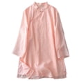 thumbnail image 1 of YFELWZ Haut Midi à Manches Trois-Quarts en Lin Rétro Littéraire à Double Couche pour Femmes Grande Taille Rouge TG, 1 of 6