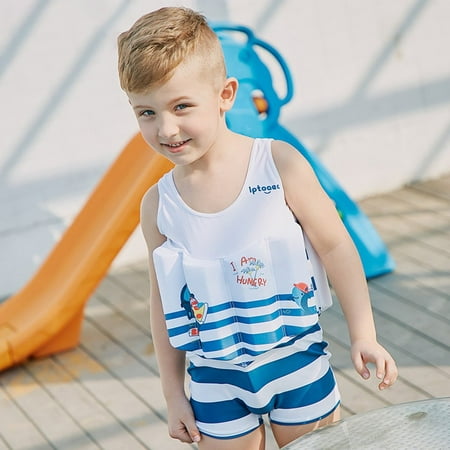 Newest Upgraded Boys Float Swimming Suits Striped One-piece Buoyancy ...