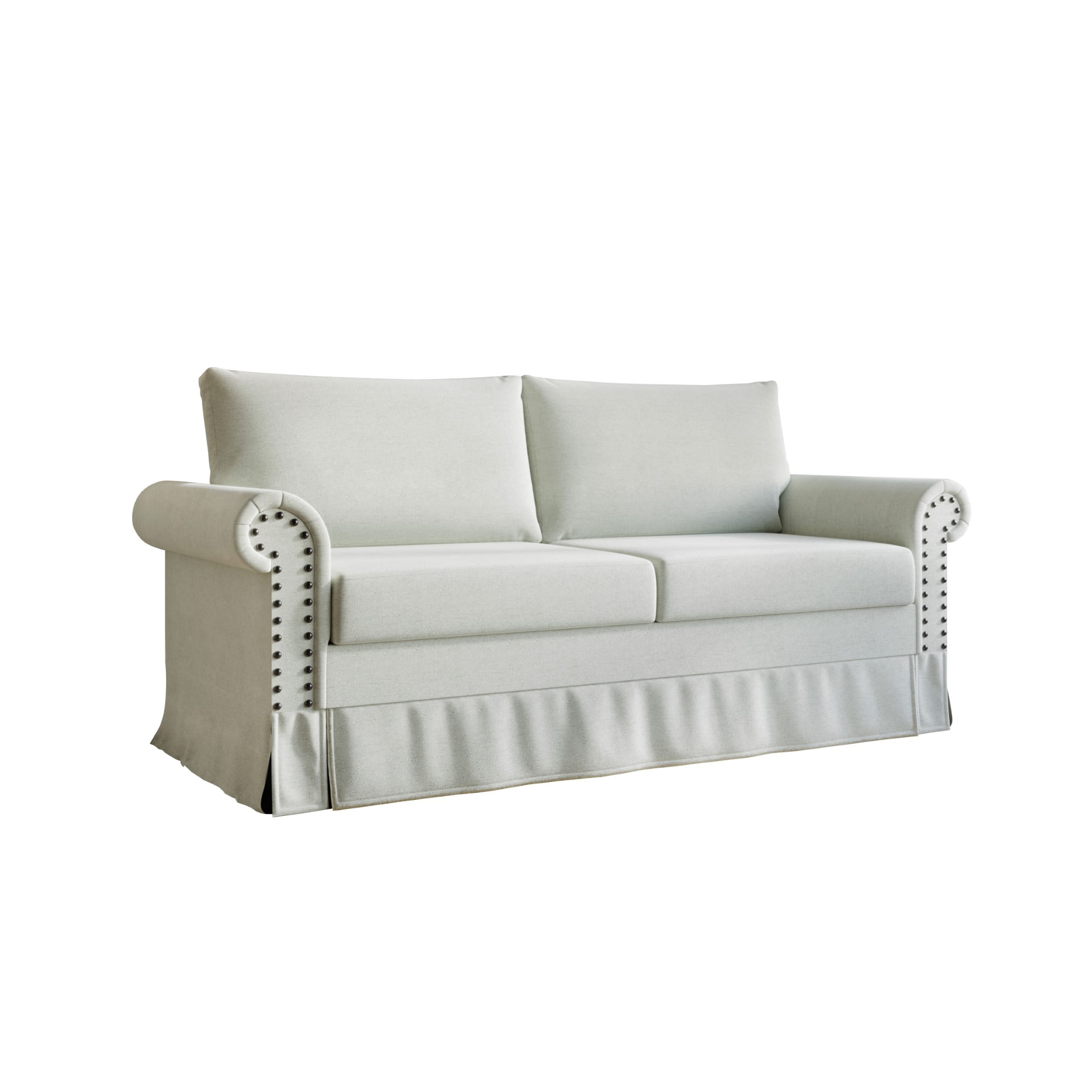 Home Design Emerson Rolled Arm 3-Seater Sofa, Upholstered with Nailhead Trim, Classic Warm Gray Fabric