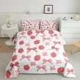 thumbnail image 2 of Manfei Chic Bowknot Bow Bedding Toddler Comforter Set,Cute Strawberry Down Comforter,Pink Flower Floral Bedding Sets Toddler with Comforter,Lightweight Bedroom Decorative Reversible,2 Pieces, 2 of 7