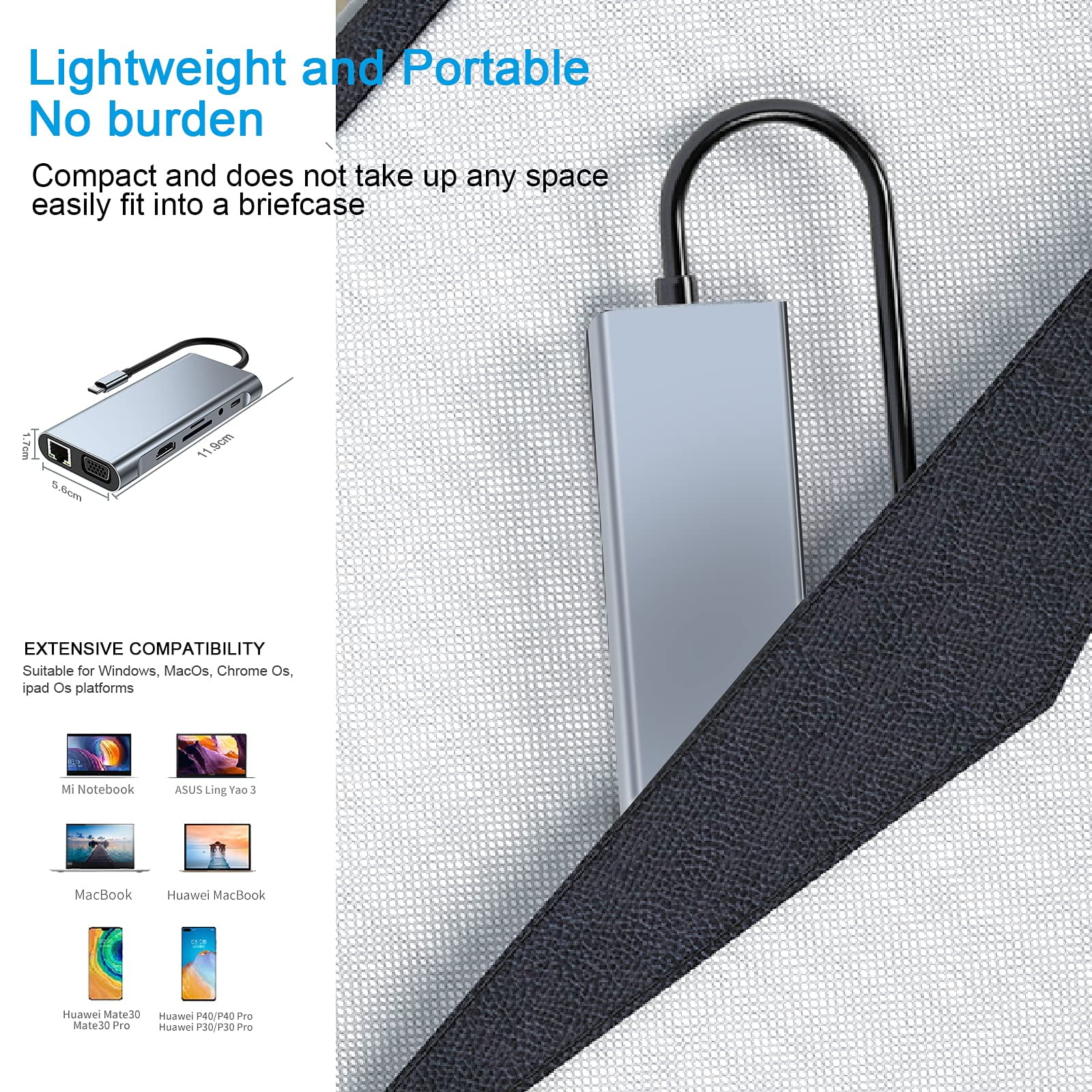 USB C HUB / Adapter 11 in 1 Dongle with 4K HD VGA Type C PD USB3.0 RJ45 Ethernet SD/TF Card Reader 3.5mm AUX Docking Station Compatible with MacBook Pro/Air Other Type C Laptops