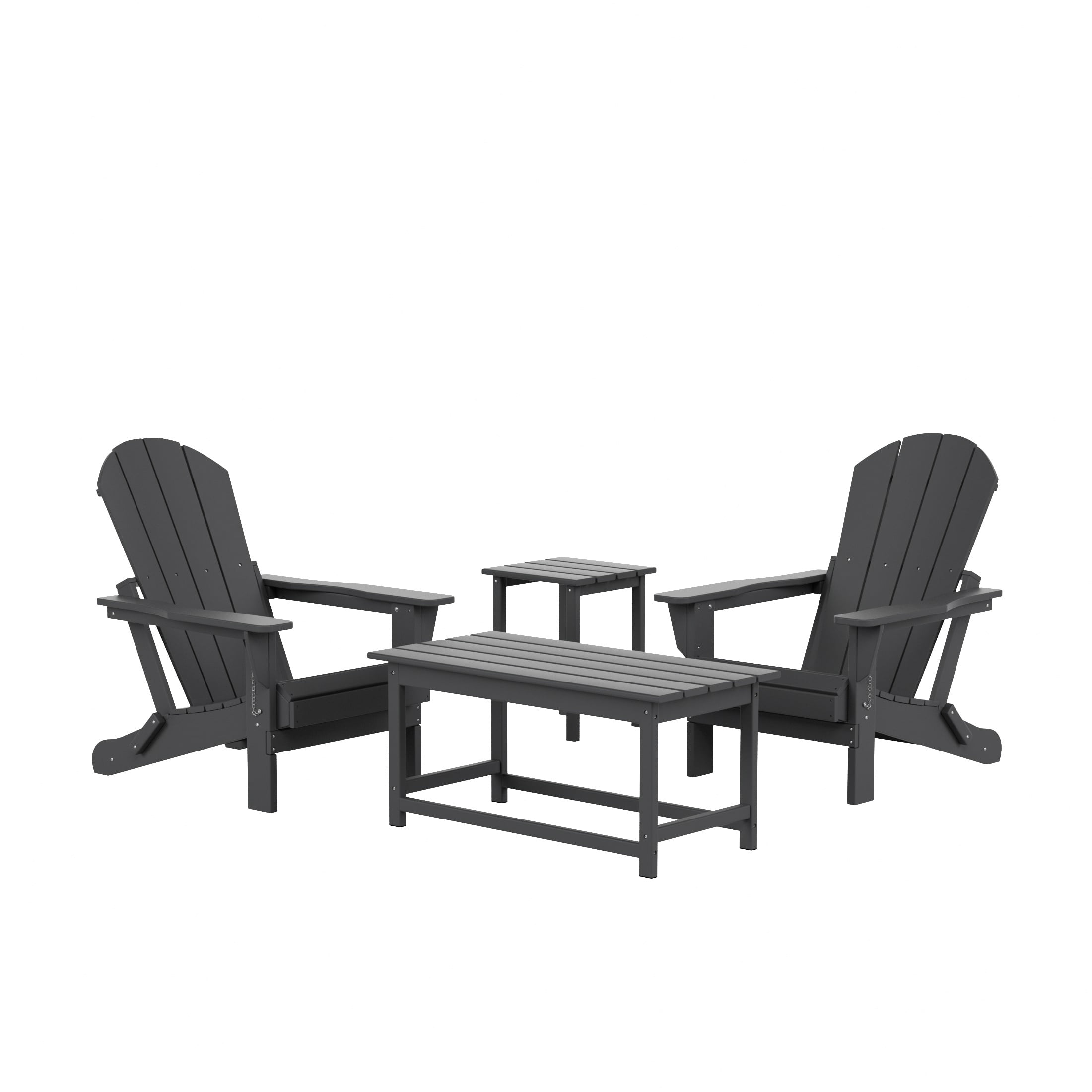 WestinTrends 4 Piece Polyethylene Outdoor Patio Furniture Set with Coffee and Side Table, Gray
