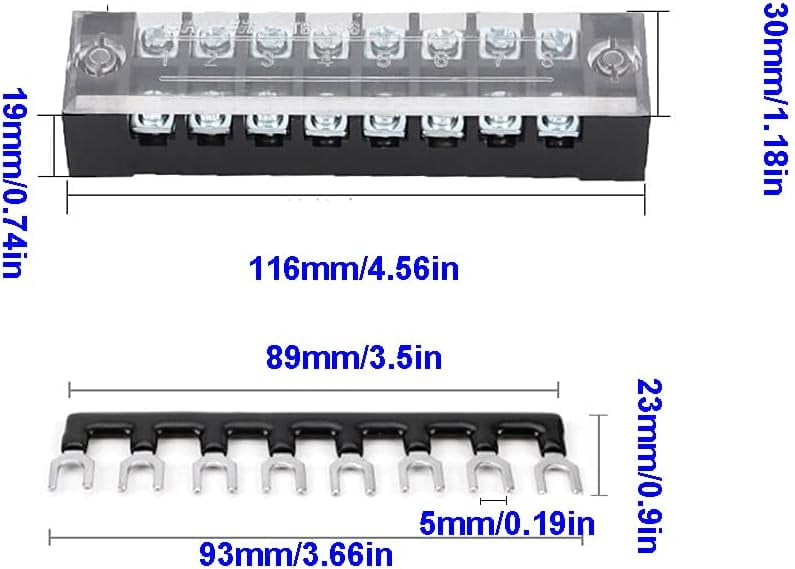 shiyou-12pcs (6 Set) Terminal Block 8 Positions Dual Rows Covered