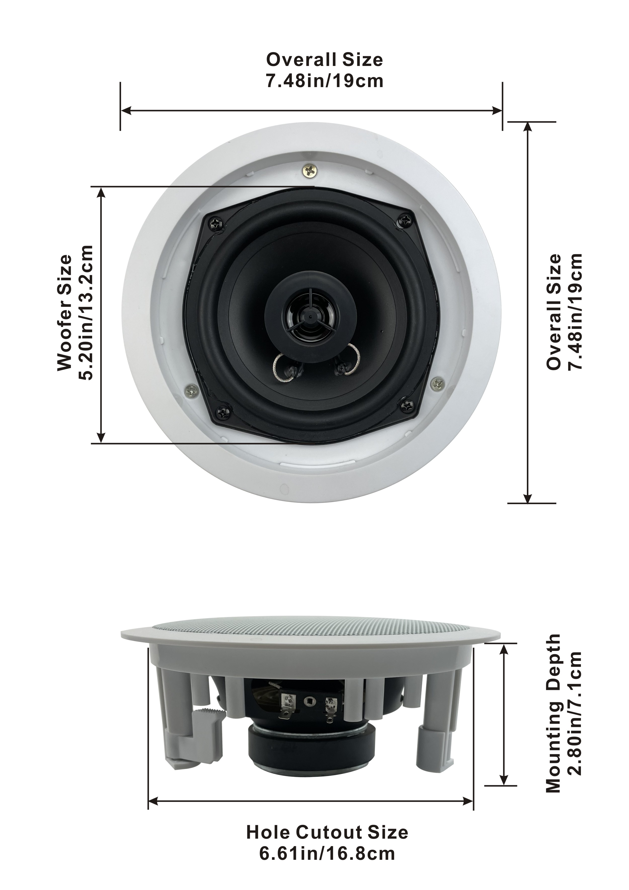 Acoustic Audio R-191 In Ceiling / In Wall Speaker Pair 2 Way Home Theater Surround Speakers - image 2 of 4