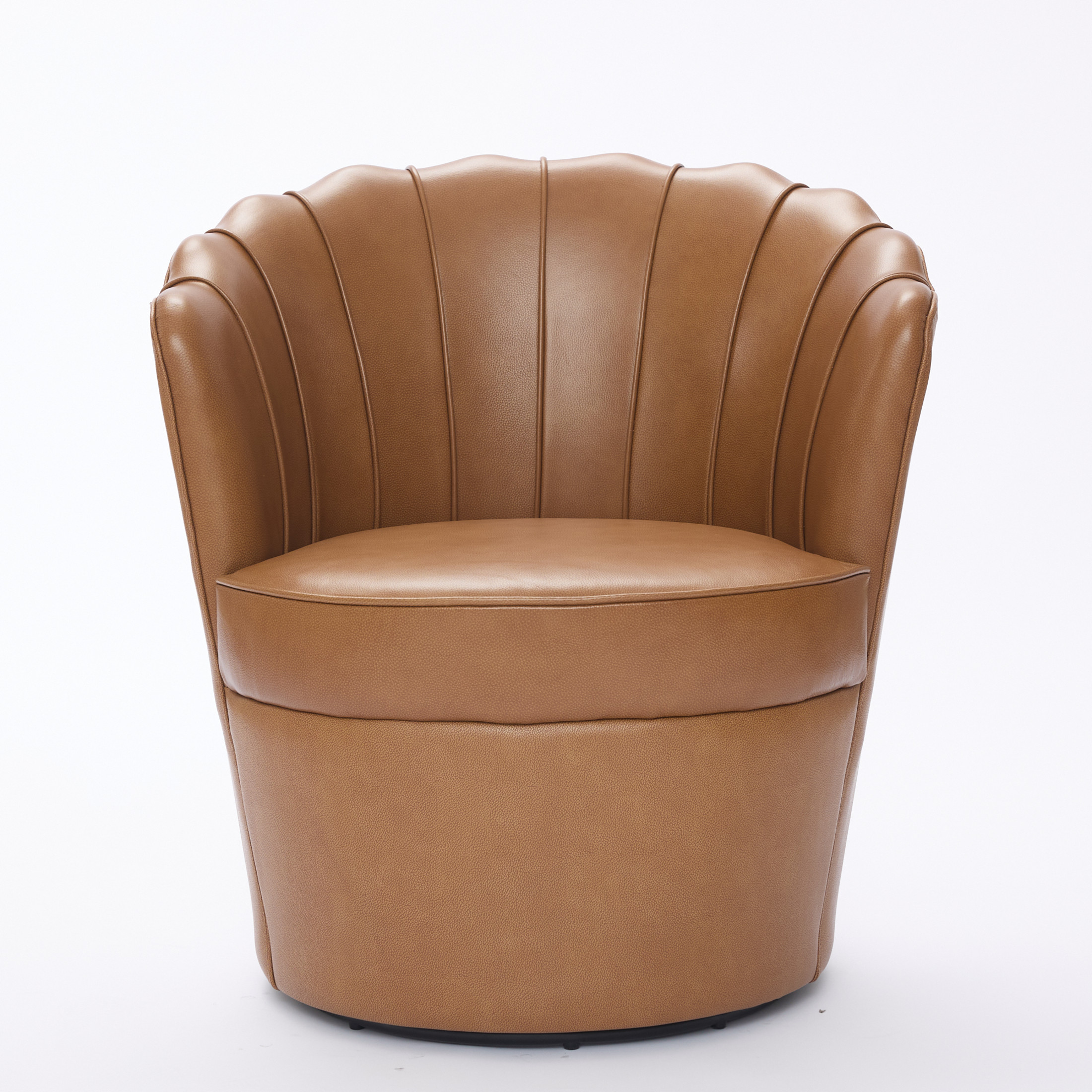 Noble House Genuine Top-Grain Leather Swivel Chair, 360° Spin with Metal Base for Home Office, Light Brown