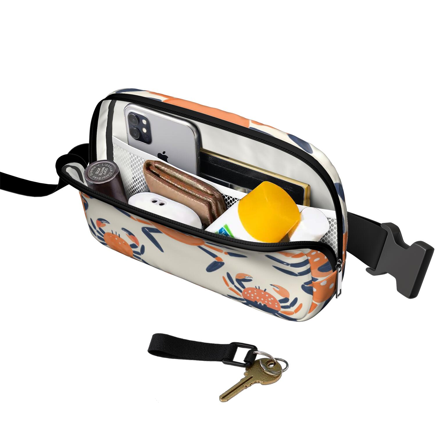 Belt Bag Fashion Waist Packs Bag with Adjustable Strap Marine Adorable Crab HandsFree Running Belt for Jogging for Travel Daily Leisure