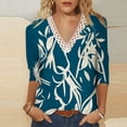 thumbnail image 2 of HKEJIAOI Hauts à Manches 3/4 pour Femmes Imprimé Floral Col Rond XXL Été, 2 of 5