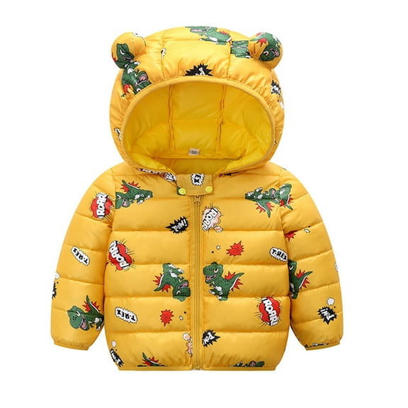 LYMAYTER Kids Unisex Warm Jacket Boys Girls Long Sleeves Fleece Outerwear Toddler Fall Winter Ear Hooded Coat for 1-7 Years