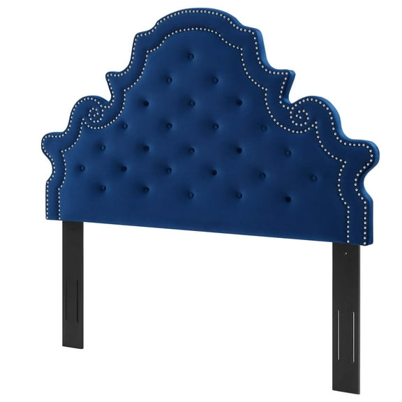 Tufted Headboard, Twin Size, Velvet, Blue Navy, Modern Contemporary Urban Design, Bedroom Master Guest Suite