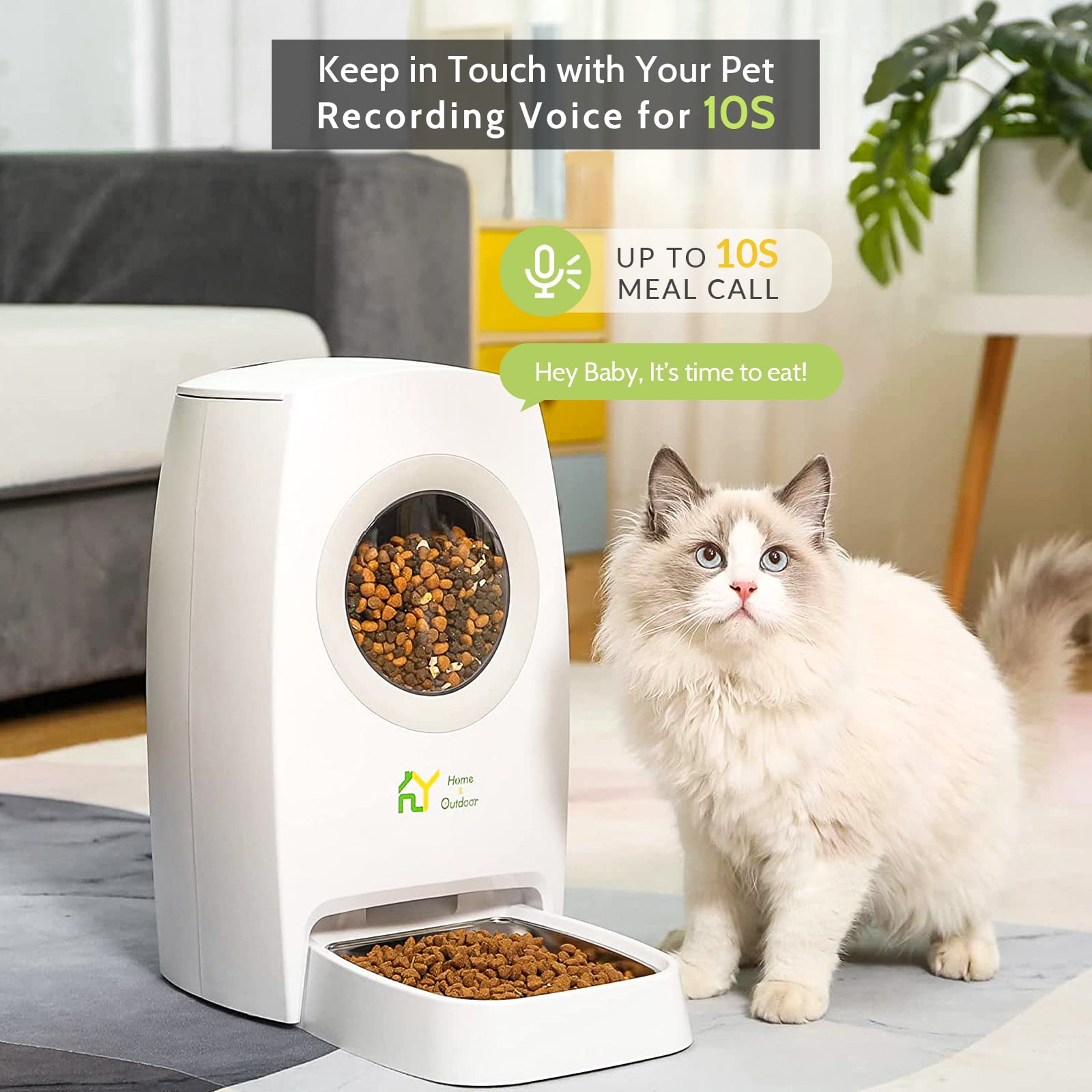 S.Y. 6L Automatic Cat Feeder Timed Smart Pet Feeder for Dogs and Cats Food Dispenser with Portion Control, Voice Recorder