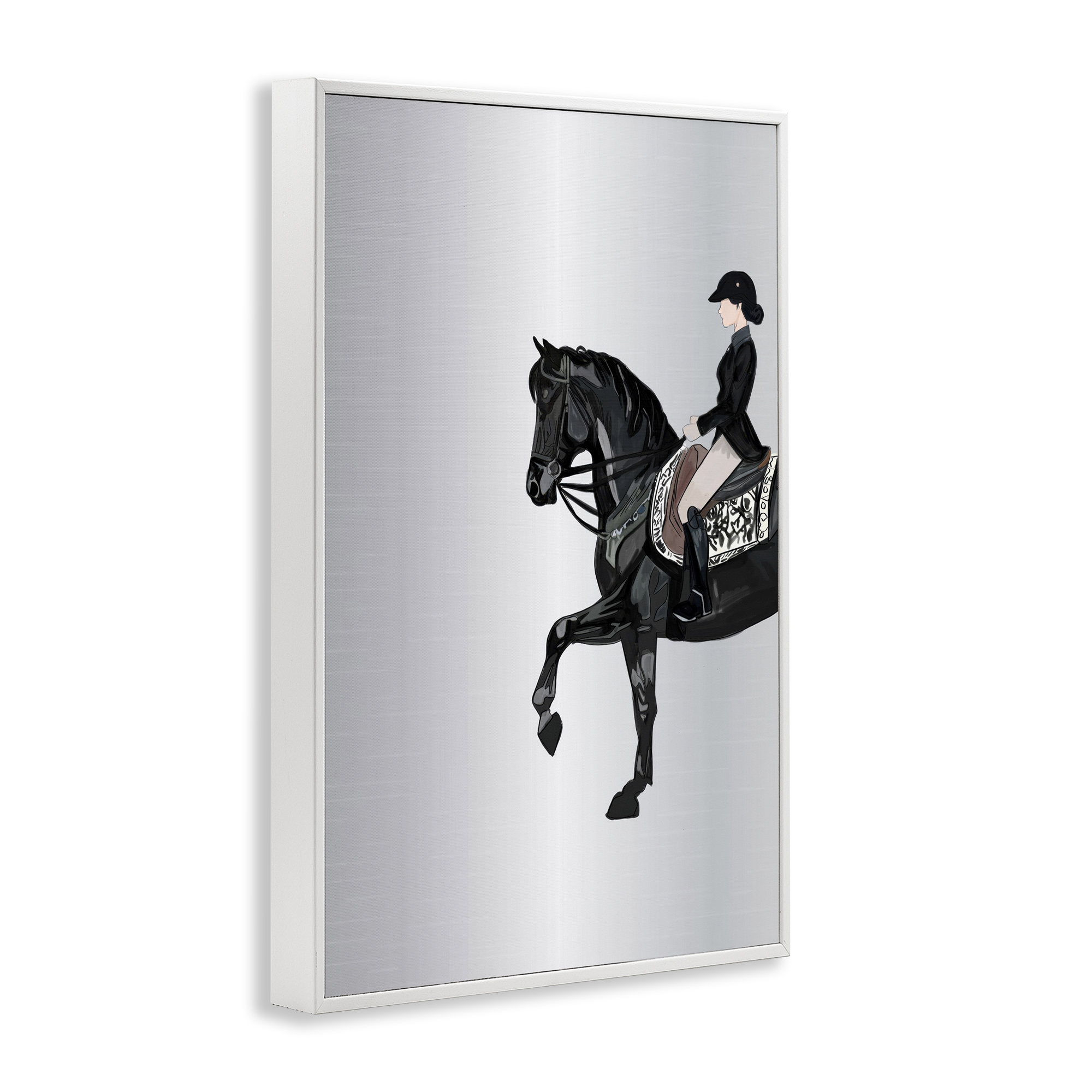 Stupell Industries Silver Rider Jockey Animals & Insects Painting White Framed Art Print Wall Art, 12 x 18