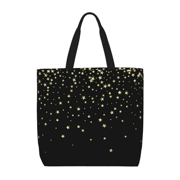 Balery Star Silver Glitter Bolsa de Mano para Mujeres con Cremallera, Bolsa de Gimnasio con Compartimentos, Bolsa para Laptop, Bolsa para Trabajo