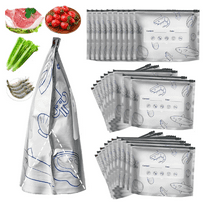30 Pcs Aluminum foil Freezer Bags, Reusable Food Storage and Preservation Slider Bags, Stand Up Foil Sealable Bags with Label and Zip Lock for Vegetable Fruit Meat,S