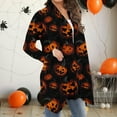 thumbnail image 6 of Fewfanhot Cardigan for Women Halloween Long Sleeve Cardigan Fall Open Front Cardigan Pumpkin Print Medium Length Coat, 6 of 7