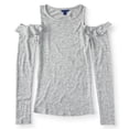 thumbnail image 2 of Aeropostale Womens Cold Shoulder Pullover Blouse, Grey, Juniors, Medium, 2 of 2