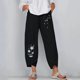 thumbnail image 2 of Pantalones Estampados de Bolsillo de Algodón Y Lino Sueltos Casuales de Verano Para Mujer Pantalones Odeerbi ODB-6, 2 of 5