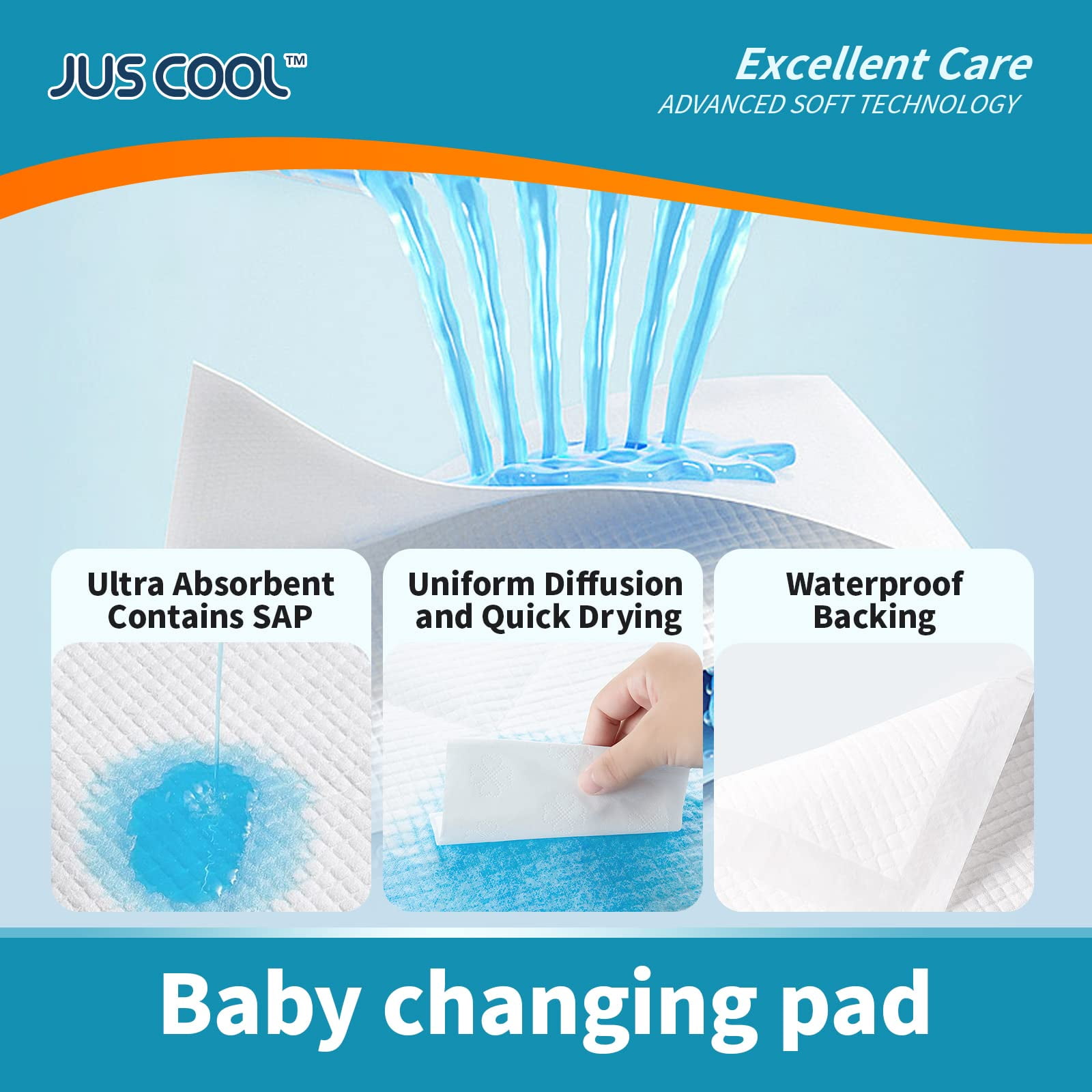HOPE BABY Incontinence Bed Pads 30”x 36”(50 Count) Disposable Baby Changing Pads, Underpads Portable Diaper Changing Pads Soft Bed Pads, Pack of 4