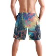 thumbnail image 3 of Dailycode Men's Quick Dry Swim Trunks Beach Shorts Casual Summer Board Shorts with Pockets, Castle Bridge Starry Sky, 3 of 8