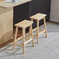 thumbnail image 3 of Hassch Farmhouse Solid Wood Barstools Set of 2, Kitchen Island and Home Pub Saddle-Seat Stools with Footrest, 24.2-Inch Counter Height, Natural, 3 of 10