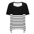 thumbnail image 6 of Women's Short Sleeve T Shirts for Tall Woman Summer Tops for Women Trendy Large Striped Tops for Women Short Sleeve Plus Size Shirt, 6 of 7
