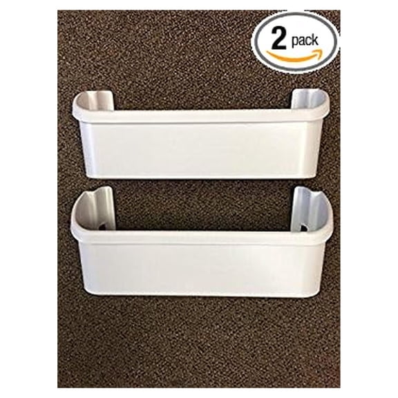 Refrigerator Door Bins (2 Pack) - Compatible with 240323001, AP2115741, PS429724 - Side by Side Refrigerator Shelf Replacement - White - 15.87in Length