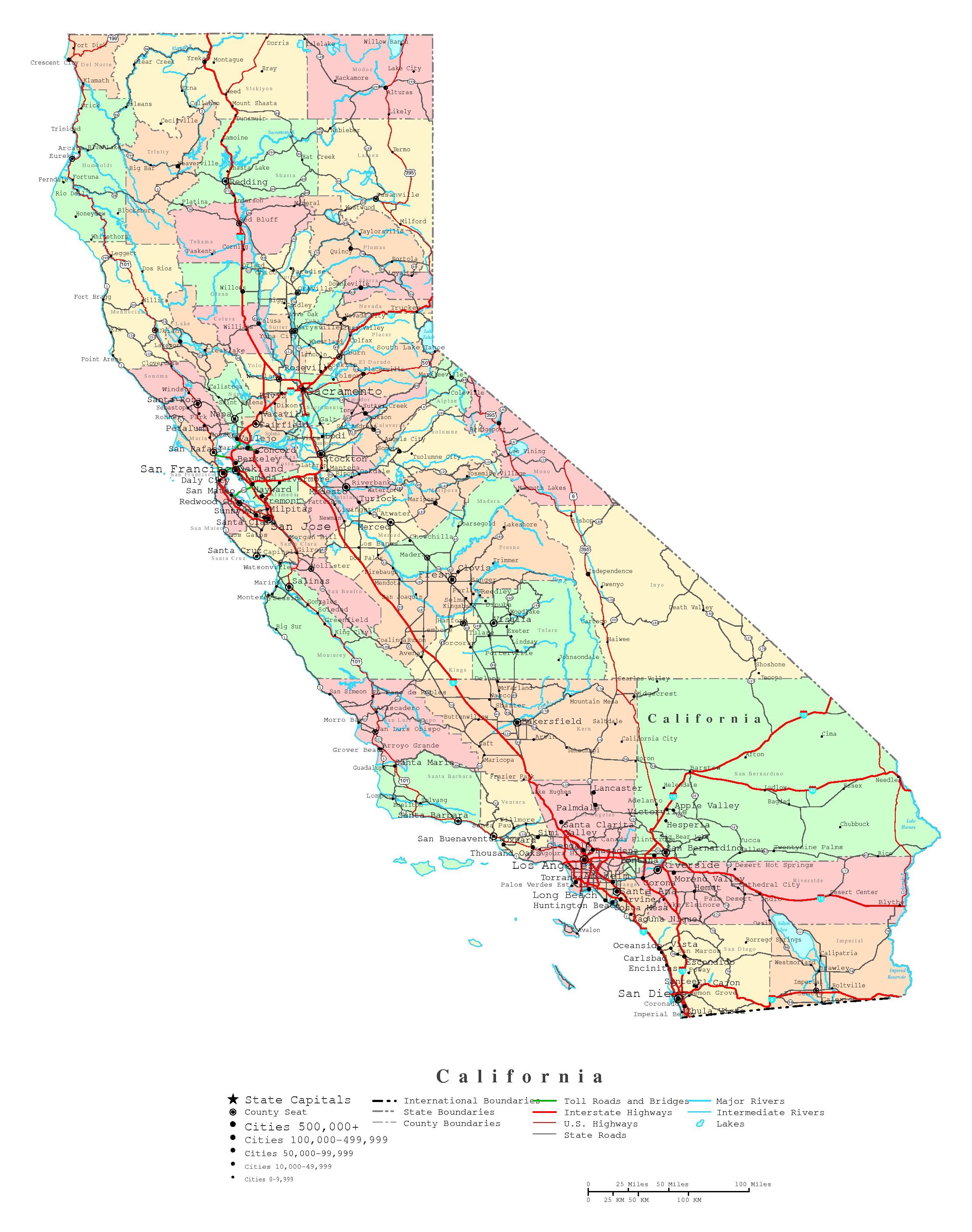 Large Detailed Roads And Highways Map Of California State With All - Vrogue