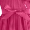 thumbnail image 4 of Spazoro Girls Midi Cold Shoulder Dresses, Short Sleeve Crew Neck A-Line Solid Casual Summer Dresses for Girls Hot Pink Size 6-7, 4 of 7