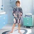 thumbnail image 5 of FORMRS Niños Bathrobe Unisex Hooded Robe Soft Plush Pajamas Sleepwear, Size 7-9T, Dark Cubes, 5 of 7