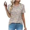 thumbnail image 2 of Summer Casual Loose Round Neck Chiffon Flowy Tops Blouses for Women, Limited Time, Under 10 Dollars WX0001, 2 of 5