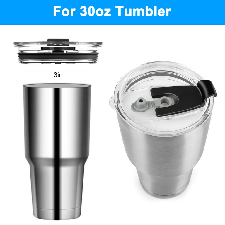 TSV 2pcs Tumbler Replacement Lids Fit for 30oz YETI Rambler, Ozark Trail,  and Old Style Rtic Cup, Spill Proof, Black