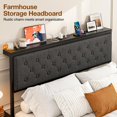 thumbnail image 4 of ARICOEASY Queen Size Storage Headboard with Charging Station, Upholstered Button Tufted Headboard, Easy Assembly, Dark Grey, 4 of 9