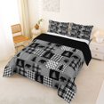 thumbnail image 2 of Erosebridal Boys Jungle Animal Black Bears Full Size Comforter Sets 3 Pieces,Geometric Plaid Bedding Sets For Teens,Black Reversible, 2 of 6