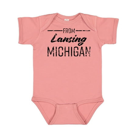 

Inktastic From Lansing Michigan in Black Distressed Text Gift Baby Boy or Baby Girl Bodysuit