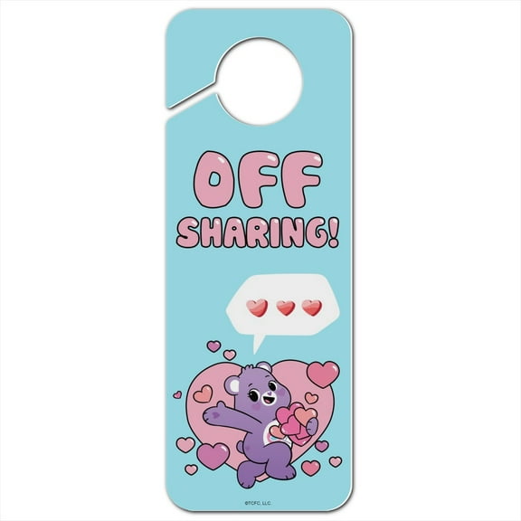 Care Bears: Unlock the Magic Share Bear Sharing Hearts Plastic Door Knob Hanger Sign