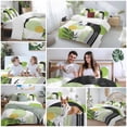 thumbnail image 5 of 3 Piece Boho Middle Century Duvet Cover Set Queen Size,Microfiber Comforter/Quilt Cover with Corner Ties and 2 Pillowcases,Abstract Green Geometric Botanical All Season Bedding with Zipper Closure, 5 of 8