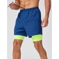 thumbnail image 4 of FEOYA Men's 2 in 1 Running Shorts Liner Male Quick Dry Athletic Shorts Breathable Gym Sweat Shorts Training Sports Basketball Shorts with Phone Pocket L Blue, 4 of 7