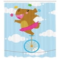 thumbnail image 3 of Circus Shower Curtain, Happy Balerina Hippo Juggling on Tightrope with Wheel Stunt Performance Cartoon, Fabric Bathroom Set with Hooks, 69W X 75L Inches Long, Multicolor, by Ambesonne, 3 of 3