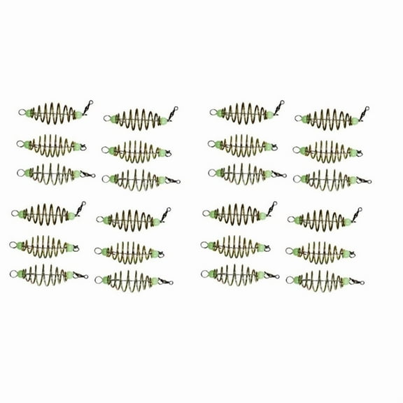 24Pcs Luminous Carp Fishing Feeder Coil Inline Method Fishing Tackle Bait Thrower In-Line Method Lures Cage Basket Baits,24 * fishing tackle luminous beads,green