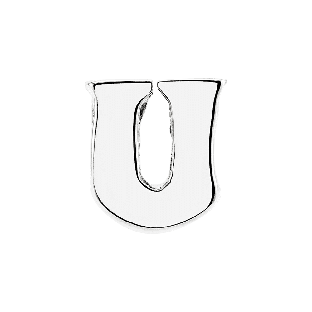 Initial Letter U Charm .925 Sterling Silver Reflection Beads - QRS468U