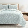 thumbnail image 4 of Lush Decor Floral Jacquard Reversible Soft Matelasse Quilt Set, 3 Piece Set, Full/ Queen, Blue - Floral Bedding Set - Spring Decor - Queen Bedding - Cottage & Modern Farmhouse Decor, 4 of 8