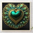thumbnail image 2 of 5D DIY taladro redondo completo parcial AB diamante pintura pavo real verde amor 45x45cm JShteea El nuevo, 2 of 9
