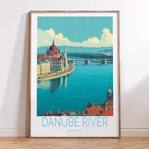 Danube River Budapest Travel Scenery City Wall Art V2 Unframed Paper Print