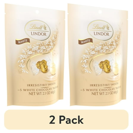 (2 pack) Lindt LINDOR White Chocolate Candy Truffles, 2.1 oz. Bag