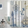 thumbnail image 5 of SPXUBZ Nautical Sailboat Shower Curtain，Lighthouse Compass Anchor Decorative Bath Curtain 72 x 72 Inch with 12 Hooks, 5 of 7