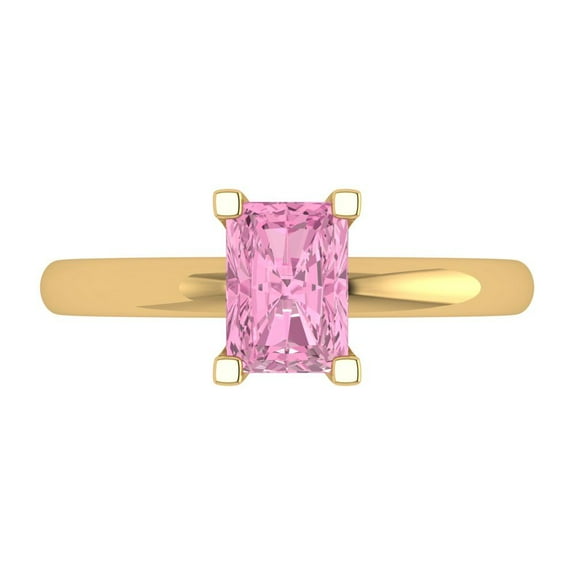 Solitaire Engagement Ring for Women - 1ct Simulated Pink Diamond in 18K Yellow Gold Promise Ring